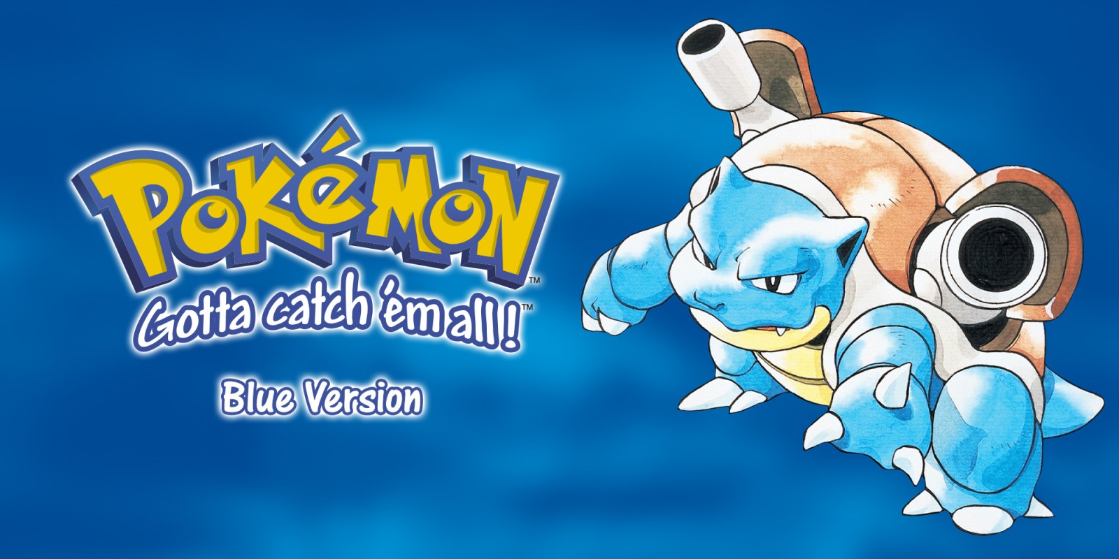 Illustration officielle de Pokémon Bleu, avec Tortank.