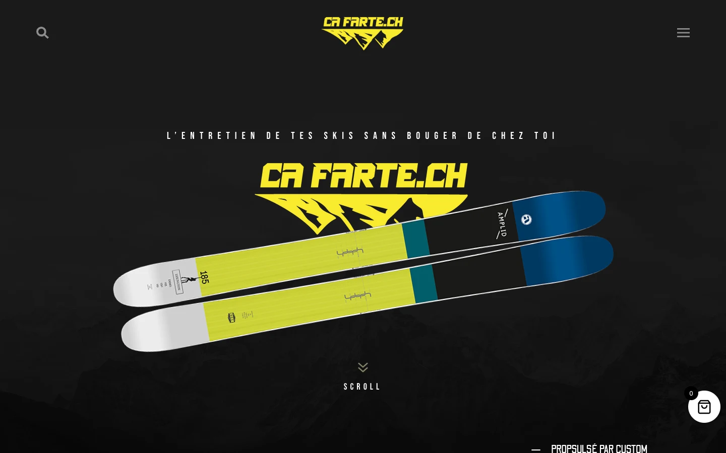Homepage of Ça farte, a ski maintenance service.