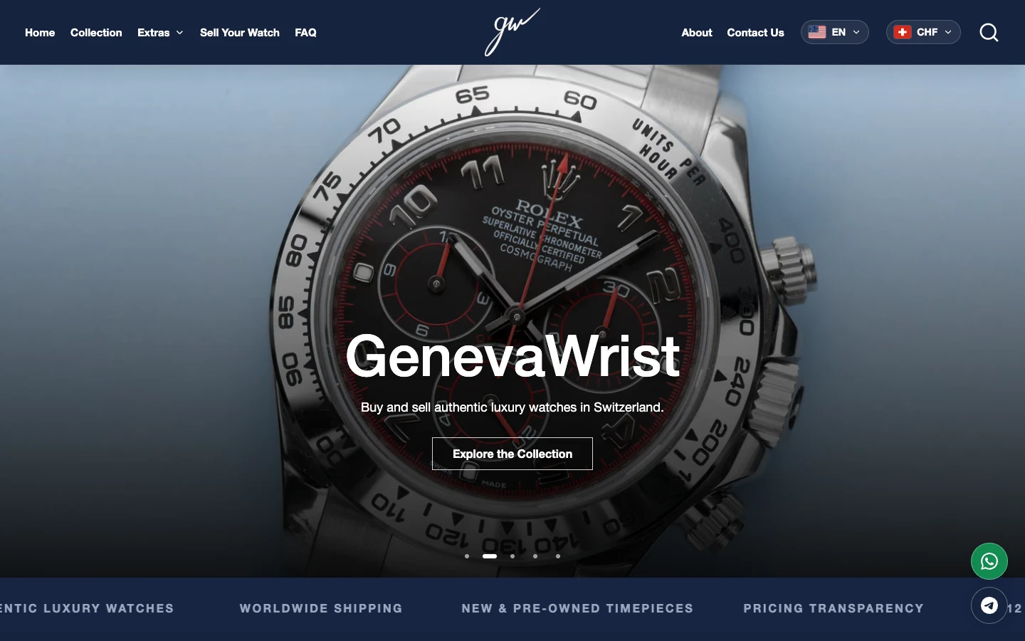 Homepage of the GenevaWrist watch catalogue.
