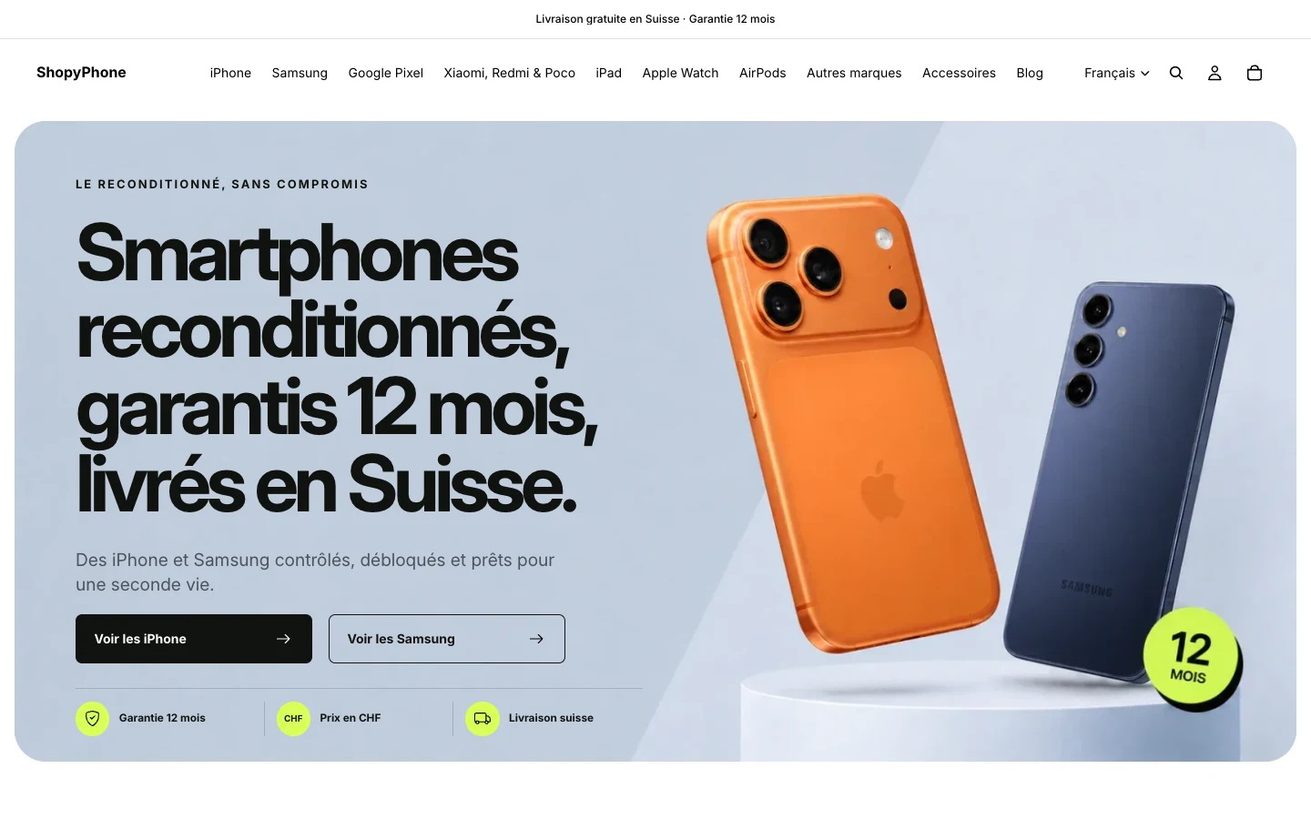 Homepage of the ShopyPhone online store.
